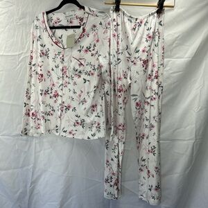 Karen Neuburger Floral Pajama Set with Pink and Gray